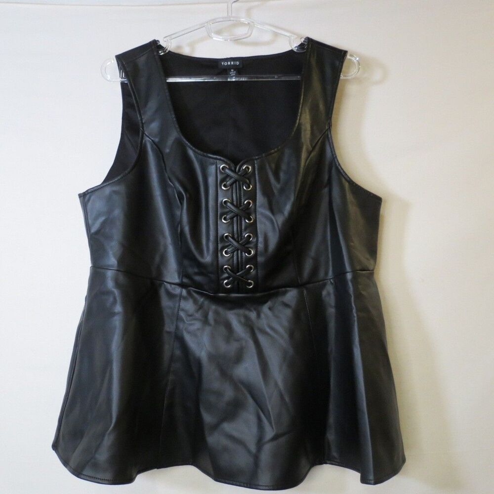 Torrid Womens Faux Leather Peplum‎ Top Party Club Biker Gothic Metal Size 12 (0)